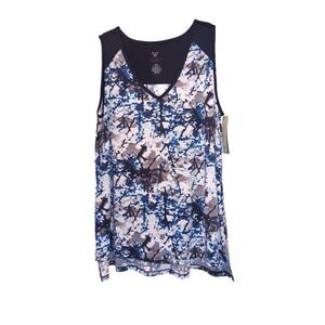 NEW Livi Navy Splash V-Neck Workout Tank Top Size 18/20 Gym Run Bike Workout